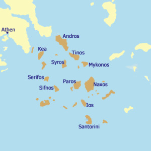 Map for Island hopping Cyclades