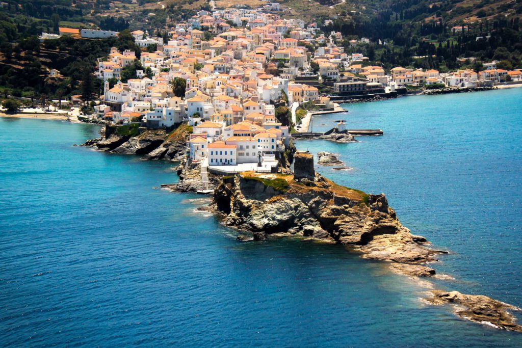 The town of Andros on the island is a place to feel good with small narrow streets. Choose Island hopping Cyclades